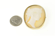 Load image into Gallery viewer, 14K Victorian Ornate Carved Lady Shell Cameo Pin/Brooch Yellow Gold