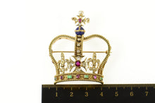 Load image into Gallery viewer, 14K Encrusted Victorian Diamond Ruby Crown Pin/Brooch Yellow Gold