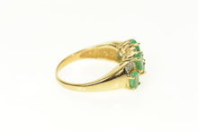 Load image into Gallery viewer, 14K Wavy Emerald Diamond Statement Band Ring Size 7 Yellow Gold
