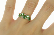 Load image into Gallery viewer, 14K Wavy Emerald Diamond Statement Band Ring Size 7 Yellow Gold