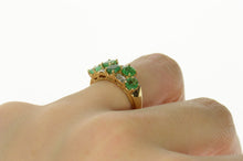 Load image into Gallery viewer, 14K Wavy Emerald Diamond Statement Band Ring Size 7 Yellow Gold