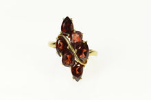 Load image into Gallery viewer, 14K Marquise Garnet Cluster Statement Bypass Ring Size 7.75 Yellow Gold