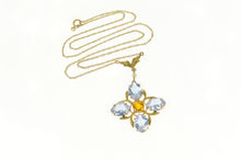 Load image into Gallery viewer, 14K Retro Syn.Tanzanite & Citrine Flower Necklace 16.25" Yellow Gold