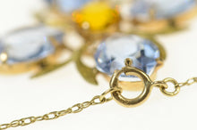 Load image into Gallery viewer, 14K Retro Syn.Tanzanite & Citrine Flower Necklace 16.25" Yellow Gold