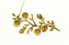 Load image into Gallery viewer, 14K Ornate Turquoise Ruby Flower Statement Pin/Brooch Yellow Gold