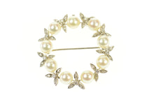 Load image into Gallery viewer, 14K Pearl Diamond Cluster Wreath Statement Pin/Brooch White Gold
