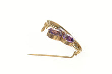 Load image into Gallery viewer, 14K Victorian Amethyst Clover Seed Pearl Moon Pin/Brooch Yellow Gold