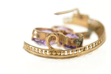 Load image into Gallery viewer, 14K Victorian Amethyst Clover Seed Pearl Moon Pin/Brooch Yellow Gold