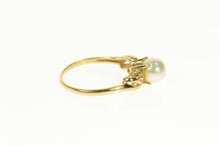 Load image into Gallery viewer, 10K Pearl Diamond Accent Wavy Classic Ring Size 7.75 Yellow Gold