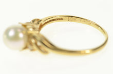 Load image into Gallery viewer, 10K Pearl Diamond Accent Wavy Classic Ring Size 7.75 Yellow Gold