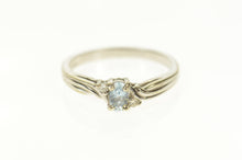 Load image into Gallery viewer, 10K Three Stone Blue Topaz Diamond Bypass Ring Size 6 White Gold