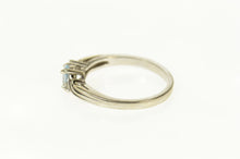 Load image into Gallery viewer, 10K Three Stone Blue Topaz Diamond Bypass Ring Size 6 White Gold