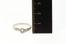 Load image into Gallery viewer, 10K Three Stone Blue Topaz Diamond Bypass Ring Size 6 White Gold
