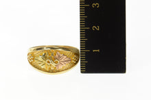 Load image into Gallery viewer, 10K Rounded Black Hills Leaf Statement Band Ring Size 11 Yellow Gold
