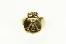 Load image into Gallery viewer, 14K MC Monogram Diamond Ruby Statement Ring Size 6.5 Yellow Gold