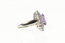 Load image into Gallery viewer, 10K Marquise Amethyst CZ Syn. Tanzanite Halo Ring Size 5 White Gold