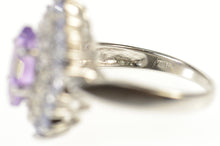 Load image into Gallery viewer, 10K Marquise Amethyst CZ Syn. Tanzanite Halo Ring Size 5 White Gold