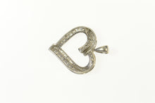 Load image into Gallery viewer, 10K Classic Curvy Diamond Encrusted Heart Pendant White Gold