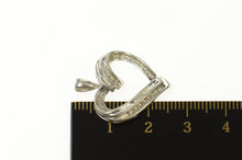 Load image into Gallery viewer, 10K Classic Curvy Diamond Encrusted Heart Pendant White Gold