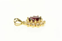 Load image into Gallery viewer, 14K Pear Ruby CZ Halo Ornate Statement Pendant Yellow Gold