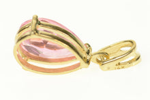 Load image into Gallery viewer, 14K Pear Pink Cubic Zirconia Solitaire Statement Pendant Yellow Gold