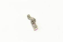 Load image into Gallery viewer, 10K Oval Pink Sapphire Diamond Accent Simple Pendant White Gold