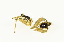 Load image into Gallery viewer, 14K Pear Sapphire Diamond Accent Classic Stud Earrings Yellow Gold