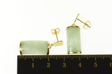 Load image into Gallery viewer, 14K Jadeite Dangle Chinese Happiness Symbol Earrings Yellow Gold