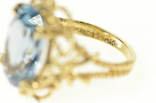 Load image into Gallery viewer, 10K Oval Blue Topaz Ornate Filigree Cocktail Ring Size 6.25 Yellow Gold