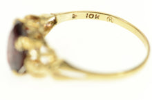 Load image into Gallery viewer, 10K Oval Sim. Garnet Retro Statement Ring Size 8 Yellow Gold