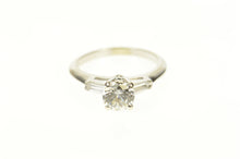 Load image into Gallery viewer, 14K Three Stone Round Baguette Travel Engagement Ring Size 5.5 White Gold