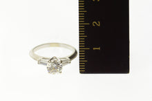 Load image into Gallery viewer, 14K Three Stone Round Baguette Travel Engagement Ring Size 5.5 White Gold