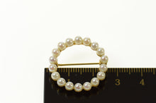 Load image into Gallery viewer, 14K Classic Retro Pearl Circle Round Statement Pin/Brooch Yellow Gold