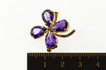 Load image into Gallery viewer, 14K Retro Syn. Amethyst Clover Shamrock Pin/Brooch Yellow Gold