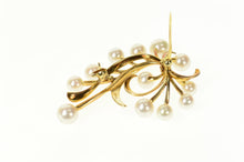 Load image into Gallery viewer, 14K 1960's Mikimoto Pearl Retro Swirl Statement Pin/Brooch Yellow Gold