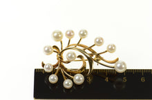 Load image into Gallery viewer, 14K 1960's Mikimoto Pearl Retro Swirl Statement Pin/Brooch Yellow Gold