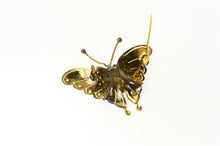Load image into Gallery viewer, 10K Retro Jade Pearl Sim. Ruby Butterfly Pin/Brooch Yellow Gold