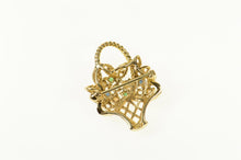 Load image into Gallery viewer, 14K Bouquet Basket Floral Topaz Pearl Sapphire Pin/Brooch Yellow Gold