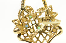 Load image into Gallery viewer, 14K Bouquet Basket Floral Topaz Pearl Sapphire Pin/Brooch Yellow Gold