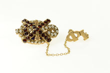 Load image into Gallery viewer, 14K Phi Iota Chi Rho Seed Pearl Garnet Lapel Pin/Brooch Yellow Gold