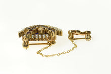 Load image into Gallery viewer, 14K Phi Iota Chi Rho Seed Pearl Garnet Lapel Pin/Brooch Yellow Gold