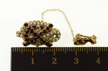Load image into Gallery viewer, 14K Phi Iota Chi Rho Seed Pearl Garnet Lapel Pin/Brooch Yellow Gold