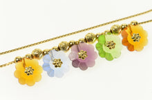 Load image into Gallery viewer, 18K Retro Flower Dangle Beaded Statement Necklace 16" Yellow Gold