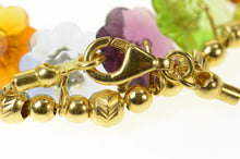 Load image into Gallery viewer, 18K Retro Flower Dangle Beaded Statement Necklace 16" Yellow Gold