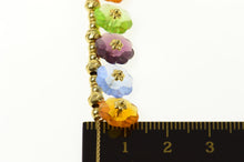 Load image into Gallery viewer, 18K Retro Flower Dangle Beaded Statement Necklace 16" Yellow Gold