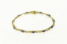 Load image into Gallery viewer, 10K Sapphire Diamond Accent Criss Cross X Bracelet 7.25" Yellow Gold