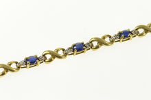 Load image into Gallery viewer, 10K Sapphire Diamond Accent Criss Cross X Bracelet 7.25" Yellow Gold