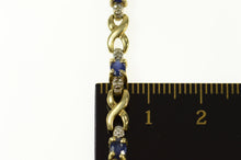 Load image into Gallery viewer, 10K Sapphire Diamond Accent Criss Cross X Bracelet 7.25" Yellow Gold