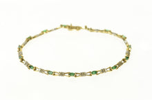 Load image into Gallery viewer, 10K Marquise Emerald Diamond Classic Tennis Bracelet 7" Yellow Gold