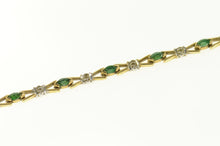 Load image into Gallery viewer, 10K Marquise Emerald Diamond Classic Tennis Bracelet 7" Yellow Gold